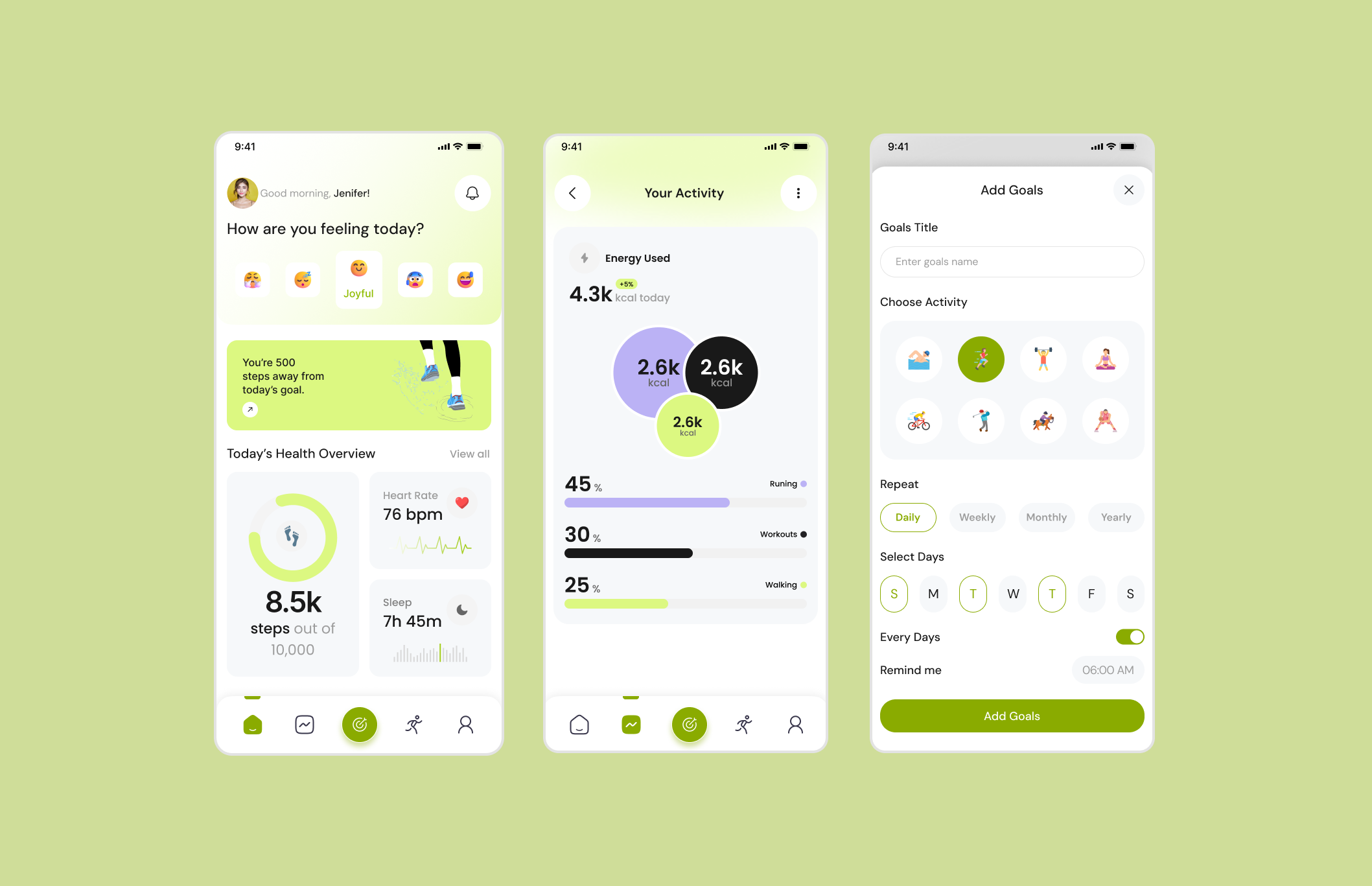 Health Tracker App UI branding graphic design typography ui ux
