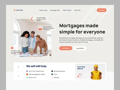 Simple Mortgage Platform UI accessibility banking clean cream estate finance fintech home loan inclusive landing page minimalist modern mortgage orange property real estate soft ui warm web design