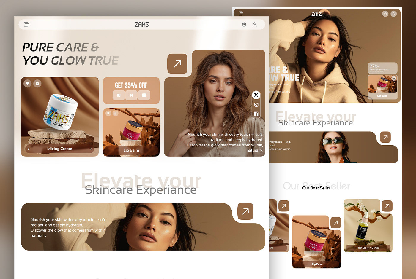 Cosmetic E-Commerce Store Website Landing UI UX adobexd appdesign cosmetic designinspo designops designsystem dribbbledesign ecommerce figma landing page minimal modern startup ui ux uidesigntrends uxtrends visualdesign webdesign website wireframe