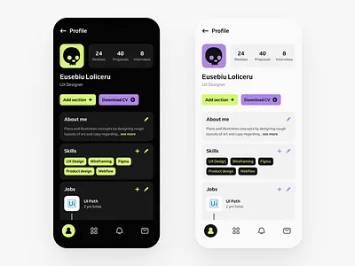 User profile - Daily UI 006 006 career app colors daily ui challenge design figma mobile profile ui user profile