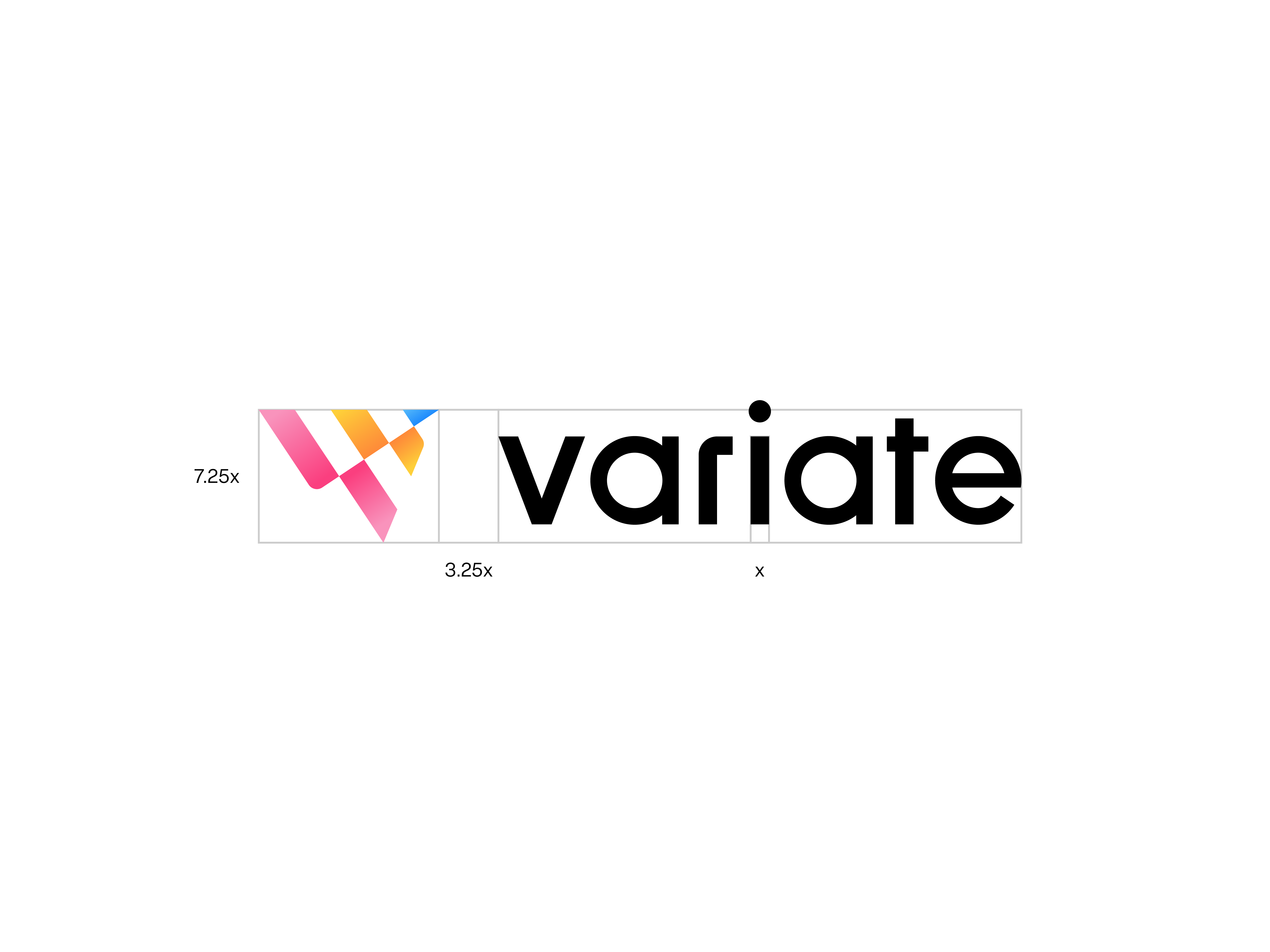 Variate Horizontal Logo — Proportions & Element Spacing brand guide brand guidelines brand identity branding gradient logo horizontal logo logo logo design variate visual identity