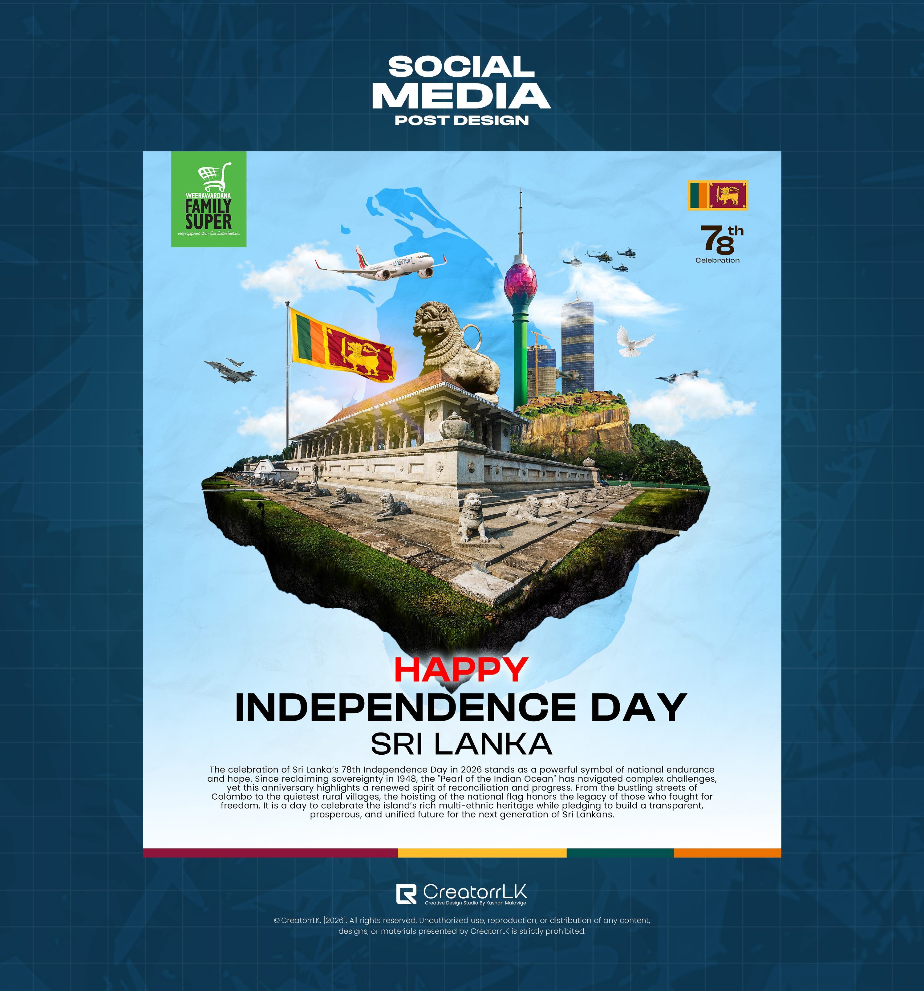 Social Media Design for Sri Lanka's Independence Day advertising graphic design independence day post design social media design sri lanka