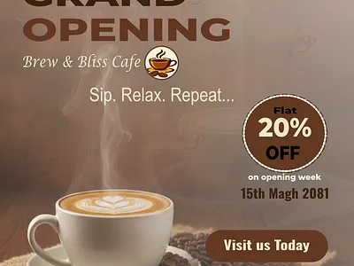 Café Opening Poster Design Simple. Warm. Inviting.