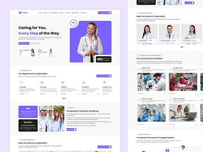 Hospital Website Design – Modern Healthcare Landing Page UI clinic website doctor website healthcare ui healthcare web design hospital website design landing page design medical website ui responsive web design ui ux design web ui design wrteam design