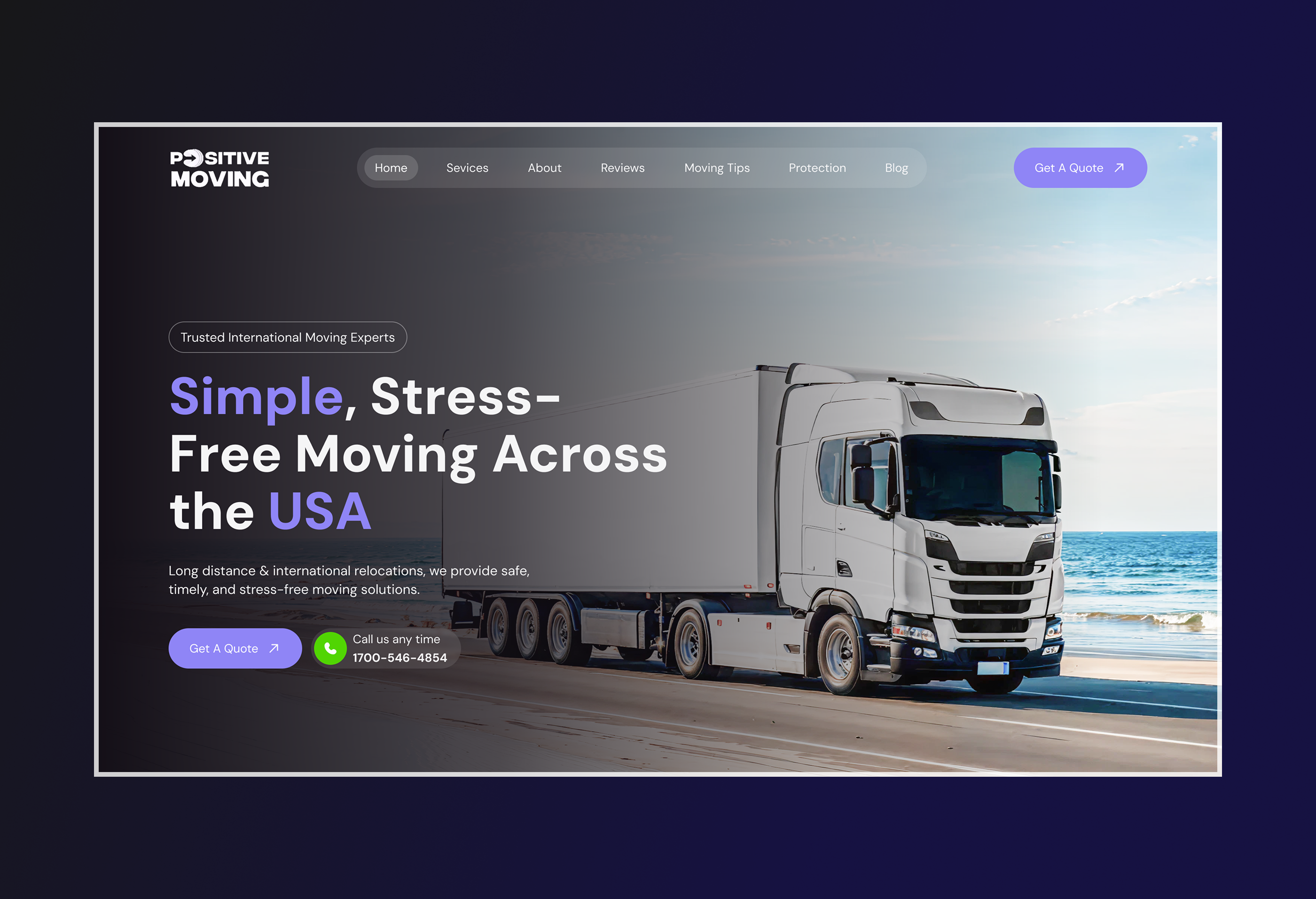Moving Website Design branding cardboard box company driving home service website illustration international van lines logo luggage mark modern movers and packers moving moving company moving truck sustained travel product ui ux web design