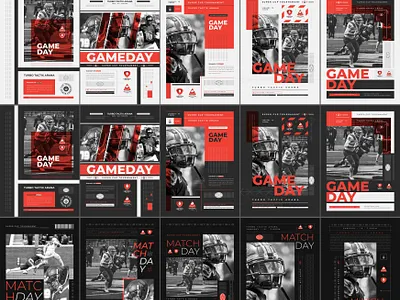Match Day Flyer Poster Template american football basketball black flyer flyer template football football match game gameday graphic design match matchday matchday flyer minimal player poster rugby sports sports flyer template