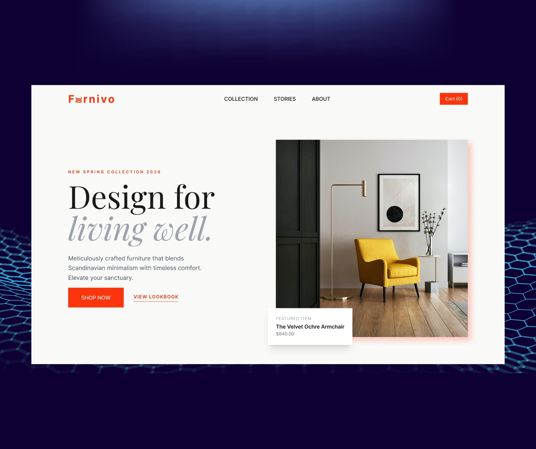 Furnivo website Hero section design dailyui dashboarddesign design furniture furniturewebsite herodesign landingpage ui uidesign uihero