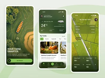 Smart Farming App | Agriculture Farming Mobile App UI agriculture agriculture mobile app agritech app app design farm management farm management app design farming farming intelligence green tech home screen ios app design iot agriculture mobile modern app overview product design smart farming mobile app ui uiux design