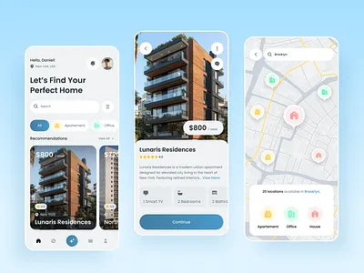 Norvia - AI Real Estate Mobile App ai apartments app app design clean discovery fintech ios map marketplace mobile app modern product design property real estate saas simple ui ux