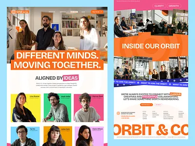 Orbit & Co. – Our Team Page about us agency branding colorblock creative design desktop gallery landing page our team playful team member ui ui design ux website