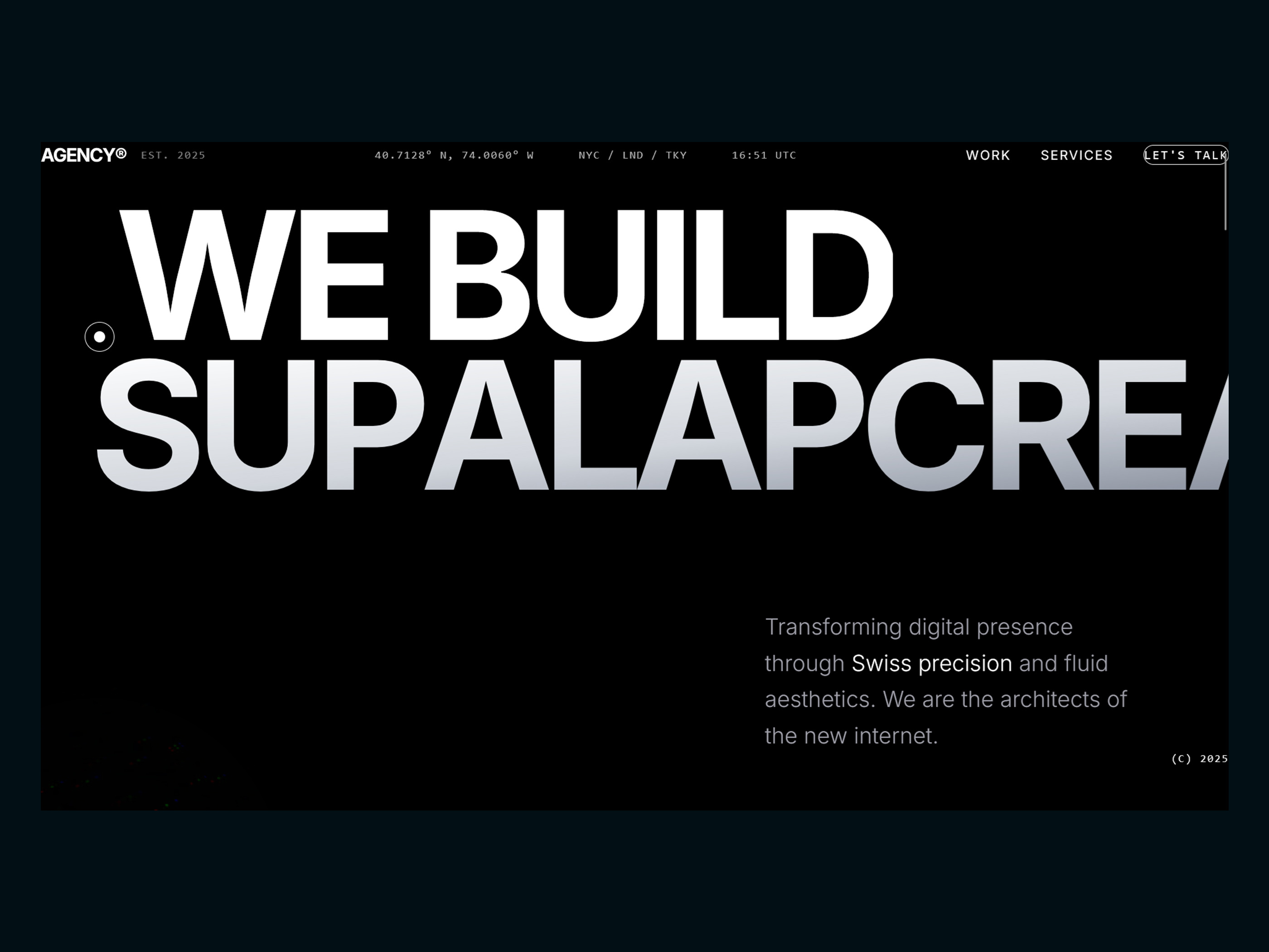 Swiss Precision in a Liquid / Supalap Creative 3d animation branding interactiondesign minimalism motion graphics motiondesign swissdesign typography ui uimotion web design web3ui