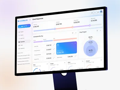AI Assistant - Email Sequences Page ai assistant ai assistant dashboard ui ai dashboard ai saas design ai tool ai web app ai website analytics chart email product sequence control sequence management sequence selection statistics stats web web app web app design