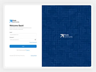 Login Page - Pixels Community clean design community design figma login login page sign in ui ui design ux ux design web design