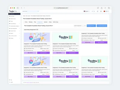 Education Management System - Assignment Ui admin dashboard app landing page assignment assignment list education learning management lms lms admin lms dashboard online education saas school management ui ui designer uiux university system
