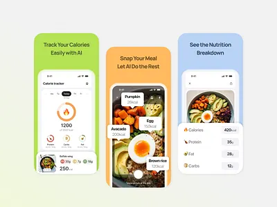 AI Calorie Tracker App Screenshots app app store aso branding design diet figma graphic design healthy app illustration ios iphone minimal modern screenshots ui