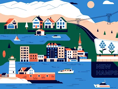 New Hampshire, USA - for Astor Chocolate 2d bold design flat geometric illustration minimal seaside shapes vector