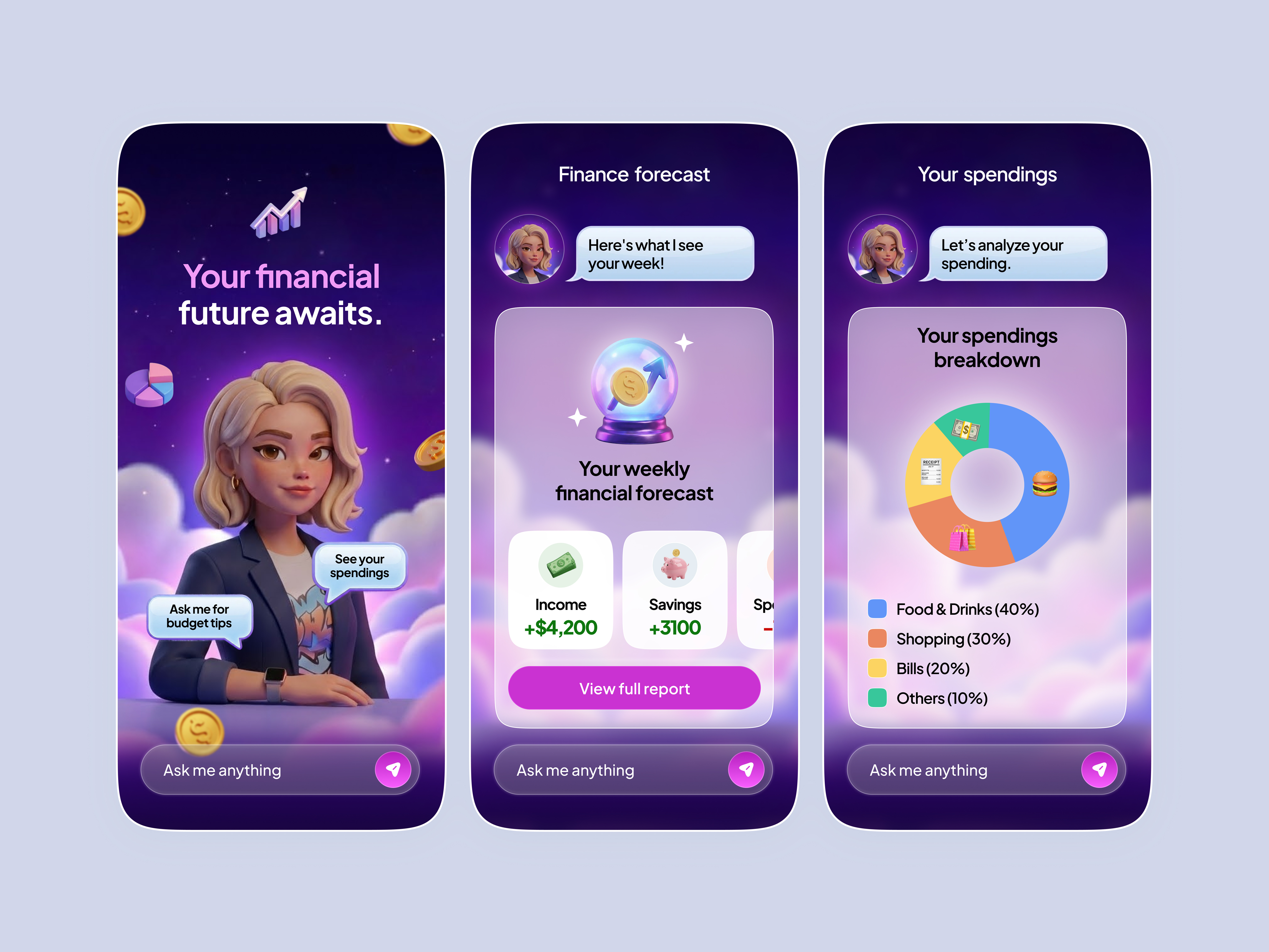 Example of AI Finance Assistant App UI