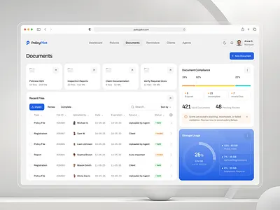 Insurance CRM Admin Dashboard – PolicyPilot admin dashboard agency website crm dashboard crm dashboard ideas crm design crm home page crm landing page dashboard design dashboard ui document upload insurance dashboard insurance icon insurance website modern dashboard phenomenon studio policy tracker saas dashboard software website web app webdesign