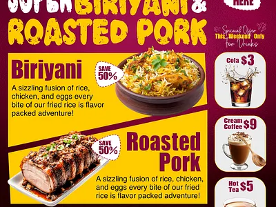 Modern Menu & Special Offer Layout estaurant marketing flyer design food promotion graphic design menu design social media post typography