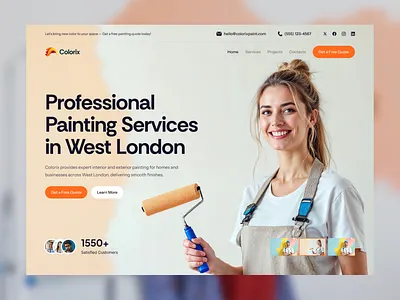 Painting Services Landing Page company figma home service interior painting landing page painting service painting service landing page popular ui uiux ux web design website