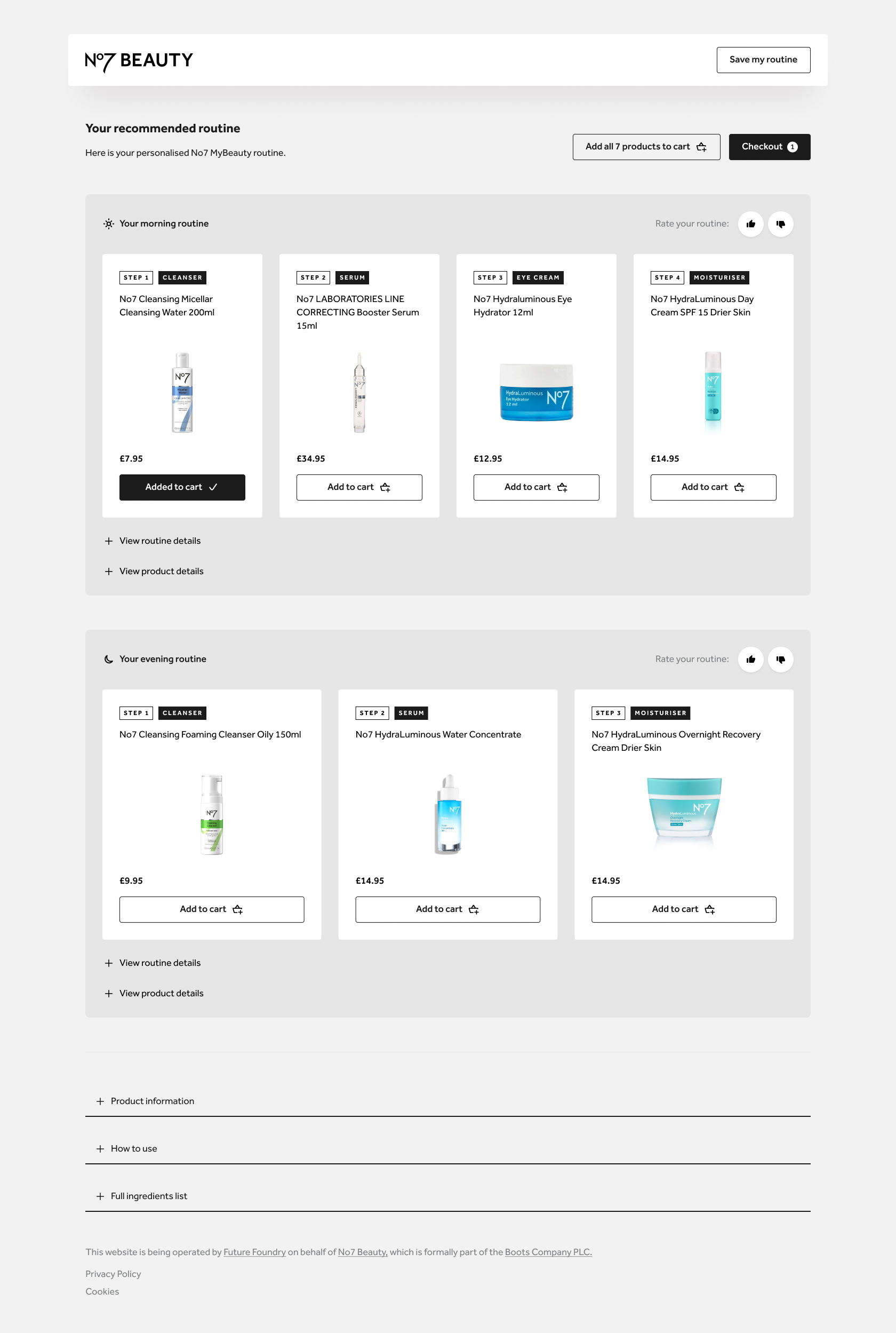 Routine Builder application beauty poc portal