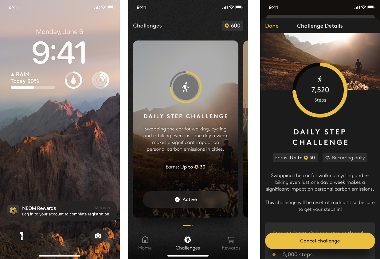 NEOM Rewards App app app design loyalty app product design rewards
