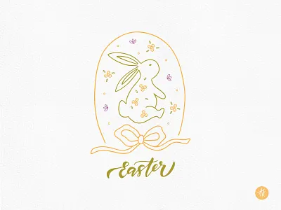 Cute Easter Bunny bunny clipart cute animals cute rabbit doodle style easter bunny easter holiday easter saying floral easter hand drawn ribbon bow simple flowers spring springtime vector illustration whimsy bunny