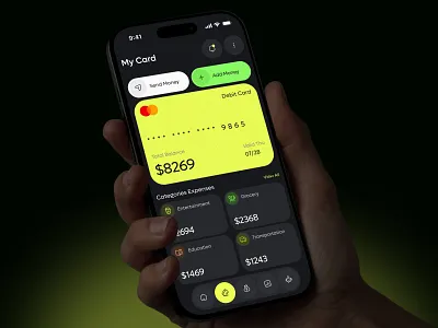 Finfex — Digital Debit Card UI Flow | Qudra app design banking app branding card ui dark ui figma financial finfex fintech ios app mobile app mobile app design motion graphics qudra qudra agency ui ui design uiux uiux design ux design
