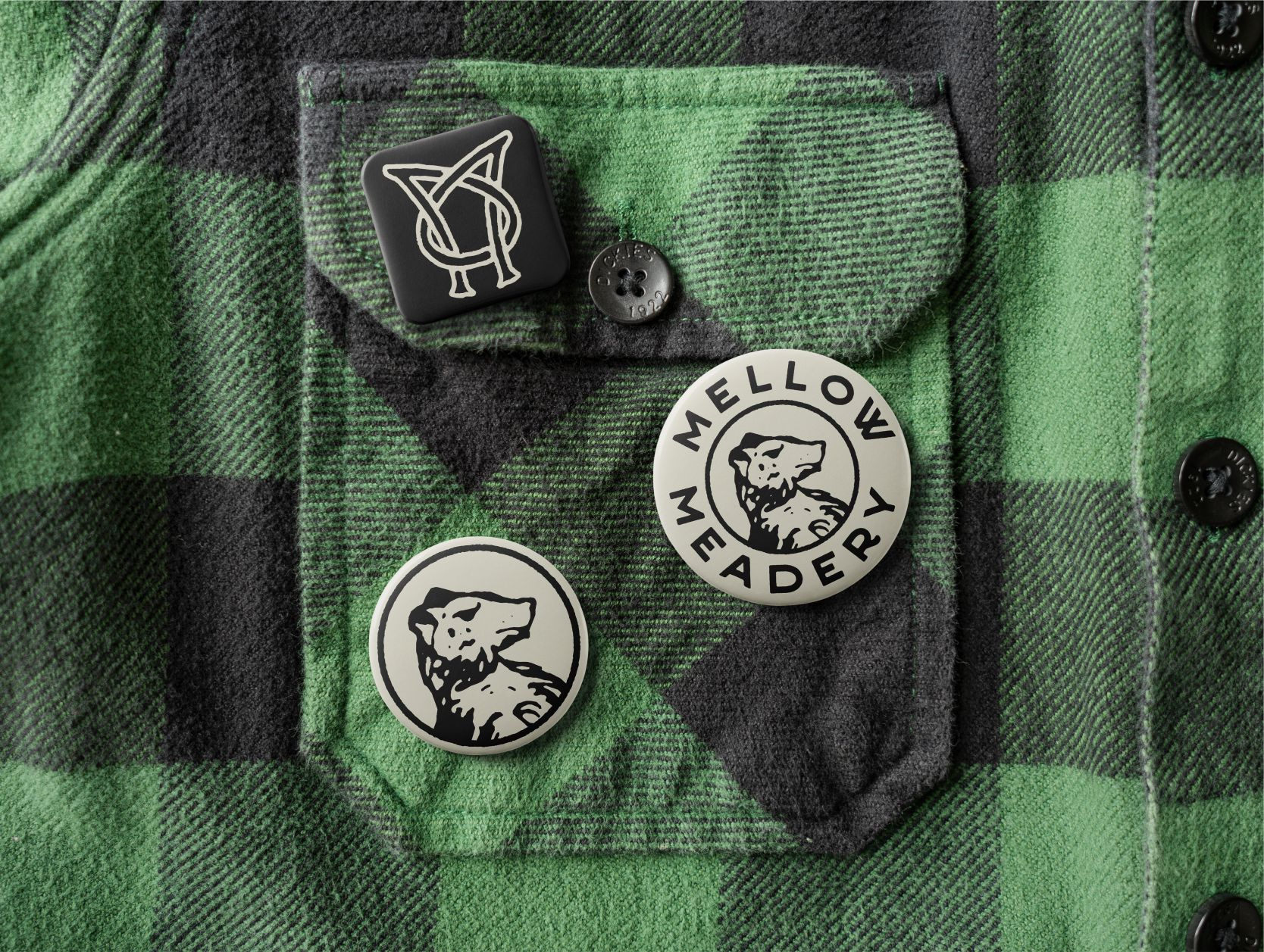 Example of Mellow Meadery Pin Mockup