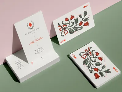 Nicole Couronne Business Card Design brand design brand identity branding branding design business card business card design business cards business stationery elegant feminine hand drawn identity design illustration jewelry logo logo design mockup stationery vintage visual identity