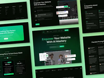 Morpho — AI Web Builder Landing Page in Collage ai artificial builder collage design features green hero ideas intelligence landing page responsive section template ui ui kit ux web website