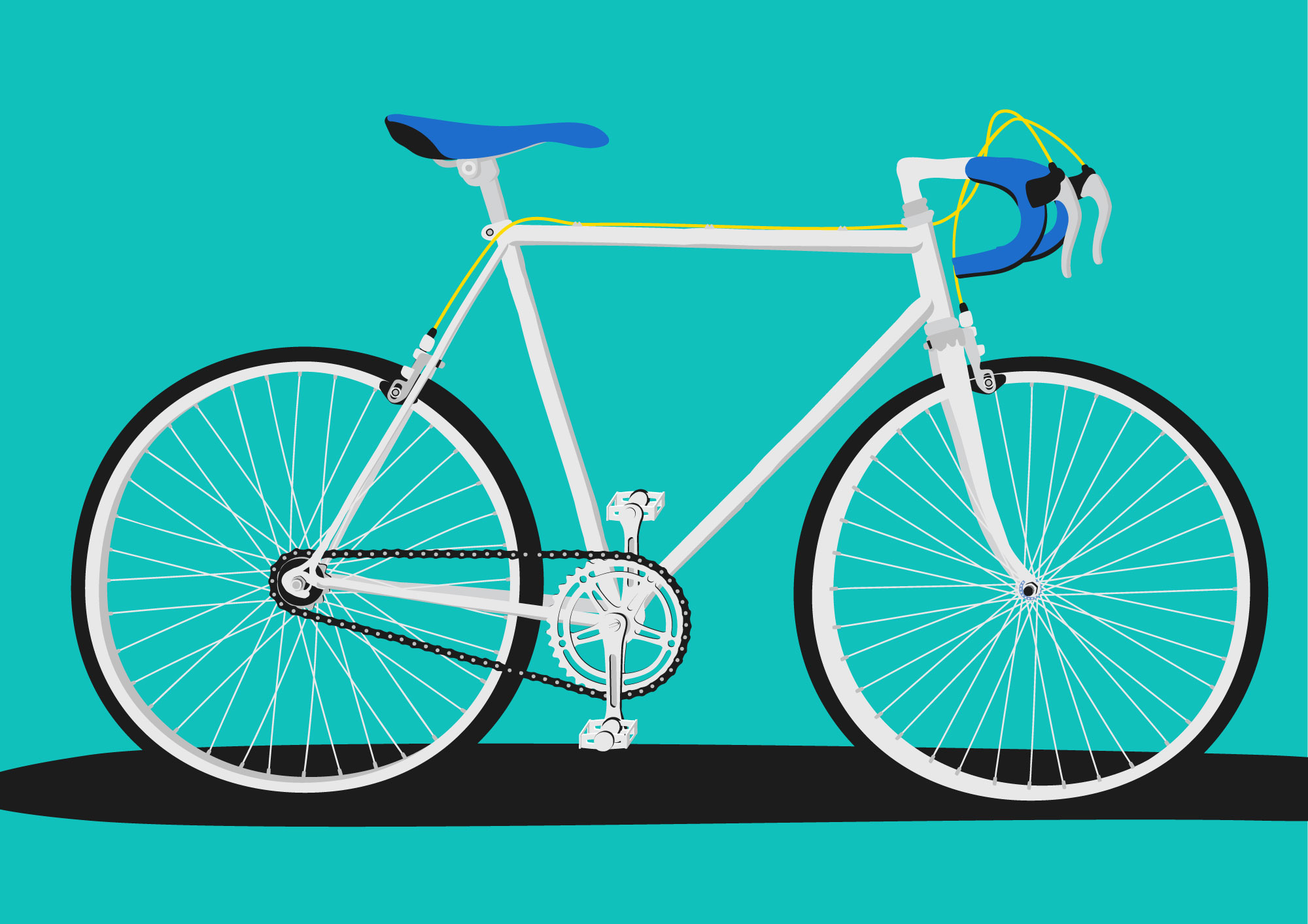 Single Speed Roadbike bicycle graphic design illustration