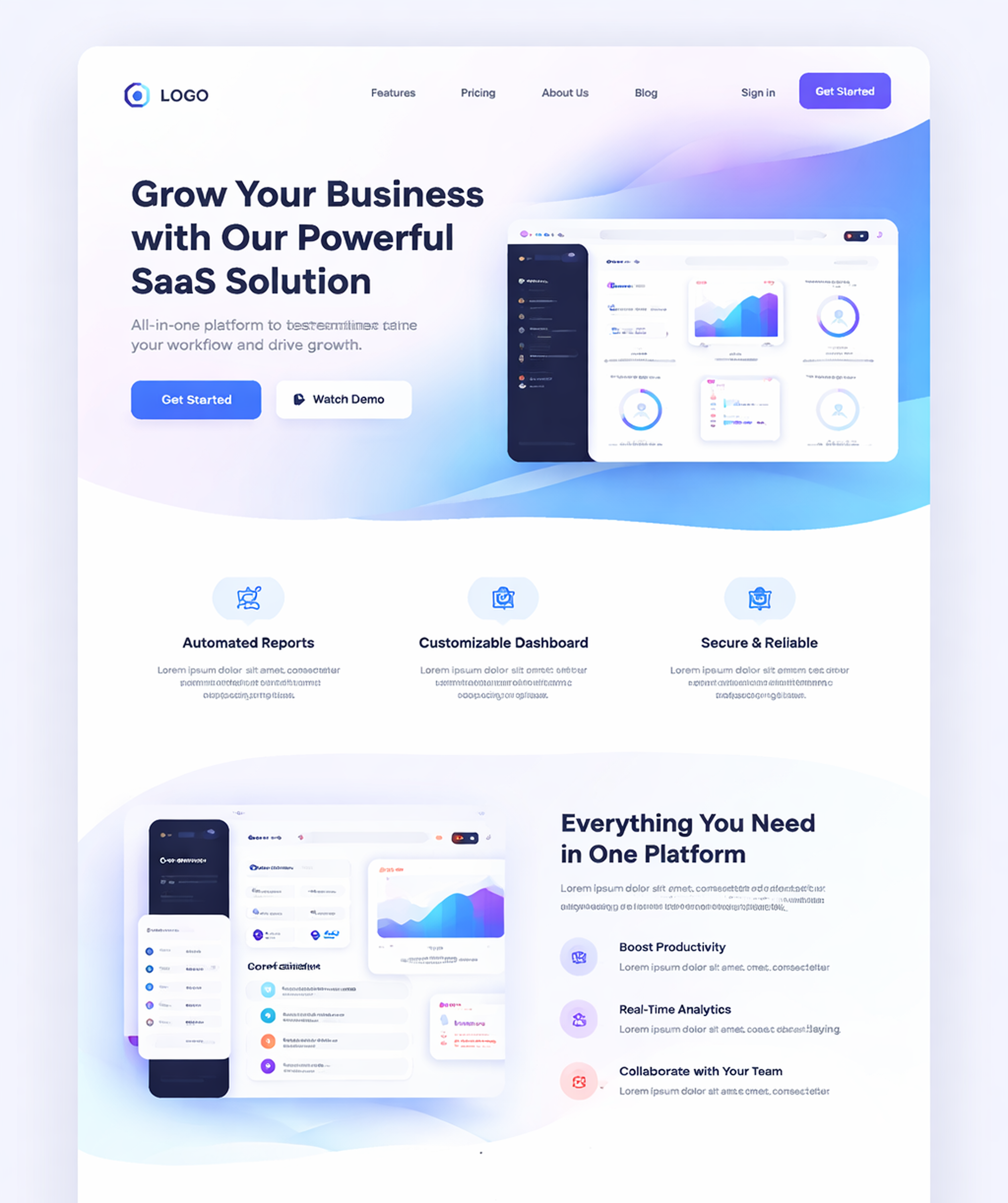 🚀 SaaS Landing Page Design branding design figma framer graphic design landing page design logo ui wireframe