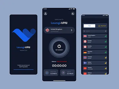 Loungi Vpn App Design animation app branding ui ui design ux design