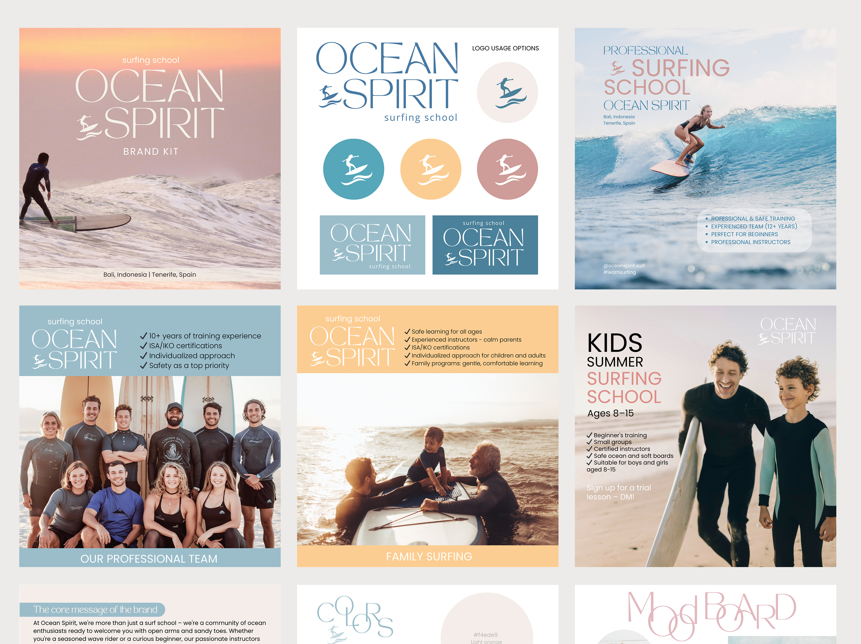 Brand Strategy Social Media Design for Surfing school brand identity branding instagram post template logo reels editing smm design social media design social media kit surf thumbnail design ui