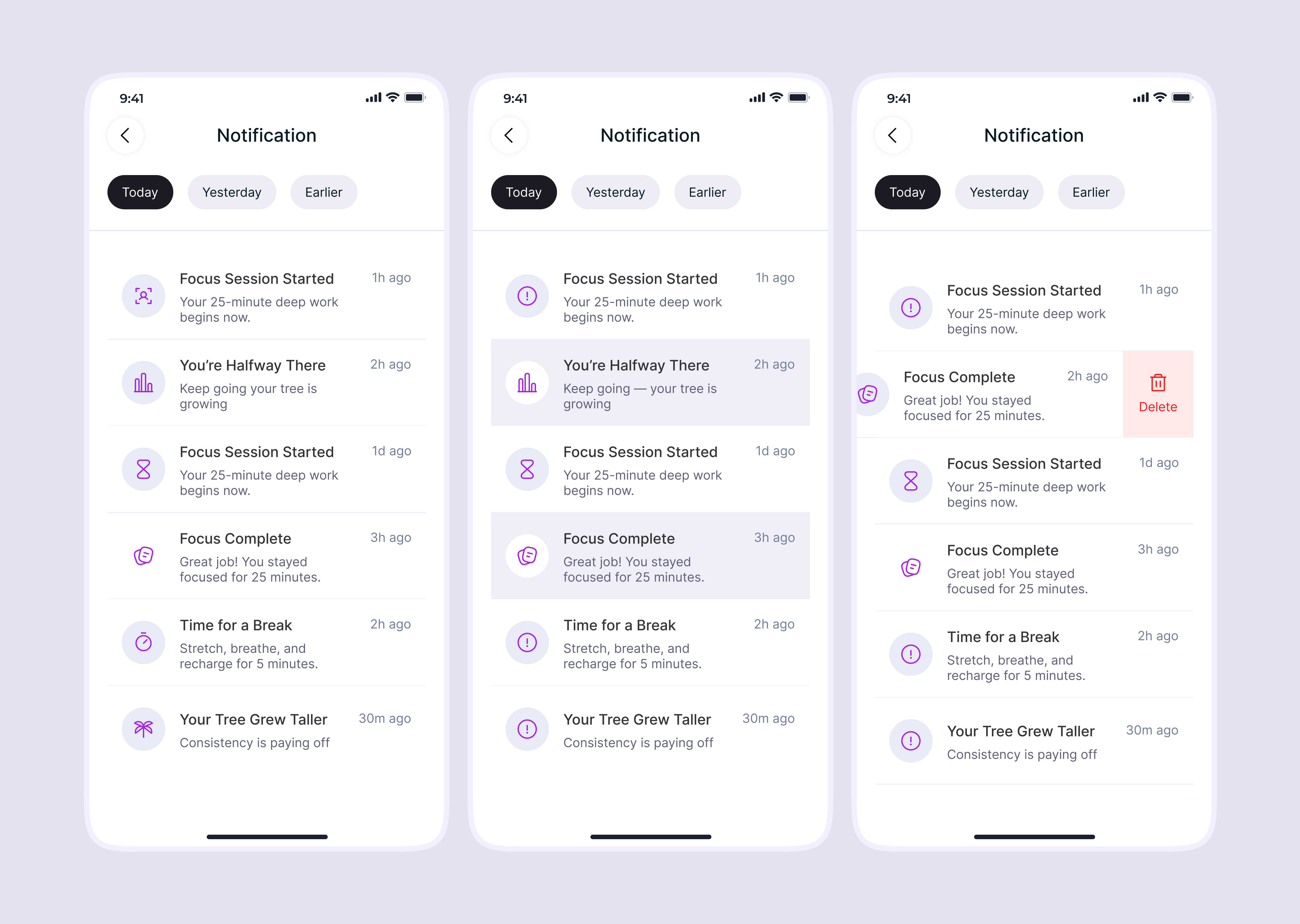 Notification Screen Design alert screen app app design app notification focus app notification notification screen