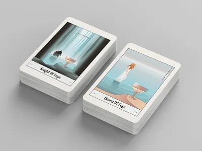 Minor Arcana Tarot card design branding colorful colors design graphic design illustration knight of cups minor arcana playing cards queen of cups tarot cards vector