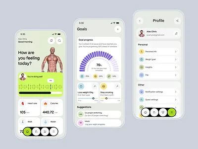 Fitness Tracker App app ui fitness fitness app design fitness goals fitness tracker flat health tracking health ui mobile mobile app mobile app design mobile design modern design ui ui design inspiration uiux user experience visual design wellness design workout