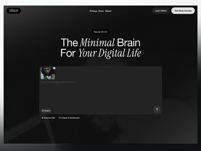 AI App Landing Hero | Viral AI ai app ai interface ai landing page clean design dark mode dark ui editorial typography futuristic ui hero section landing page design minimal ui minimalism modern web design neural interface product design saas landing page typography design ui design ux design website hero