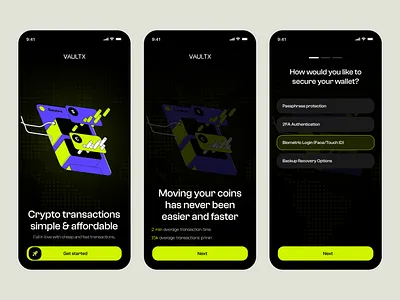 VaultX - Crypto Wallet crypto dark design landing modern