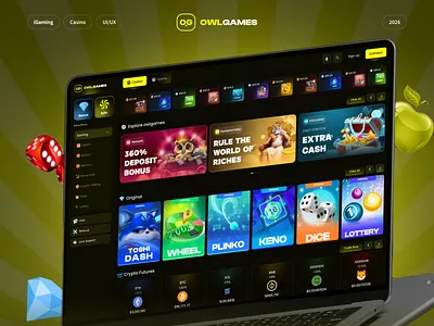 Owlgames - Casino Gambling Website betting betting design betting gambling casino casino banner casino dashboard casino games casino ui crypto crypto game gambling online gambling website game dashboard game online gaming gaming online igaming mini game slots ui ux casino