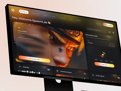 SpeechLab – AI Voice Generator Dashboard ai tools artificial intelligence audio dashboard audio tools creative tools dark ui dashboard digital product futuristic generative ai interface design product design saas speech generation startup tech design text to speech voice ai voice generator web app