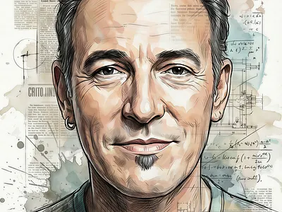 Bruce Springsteen design disegno illustration illustrazione matita paint pennello ritratto