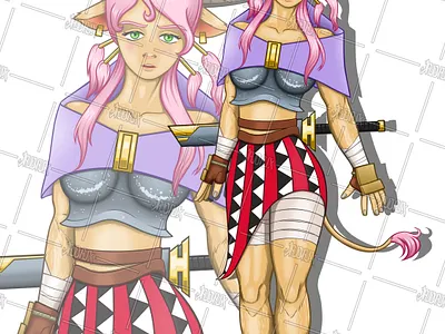 Carabae - Sarangay Warrior Character Design adobe photoshop anime art asian character design comic creature cryptid cute art design drawing fantasy filipino girl illustration illustrator kawaii mythology pink warrior