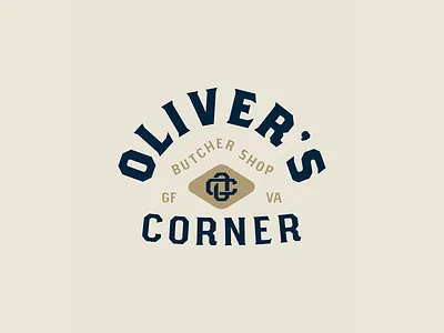 Oliver's Corner Butcher Badge badge branding butcher logo monogram oc sustainable