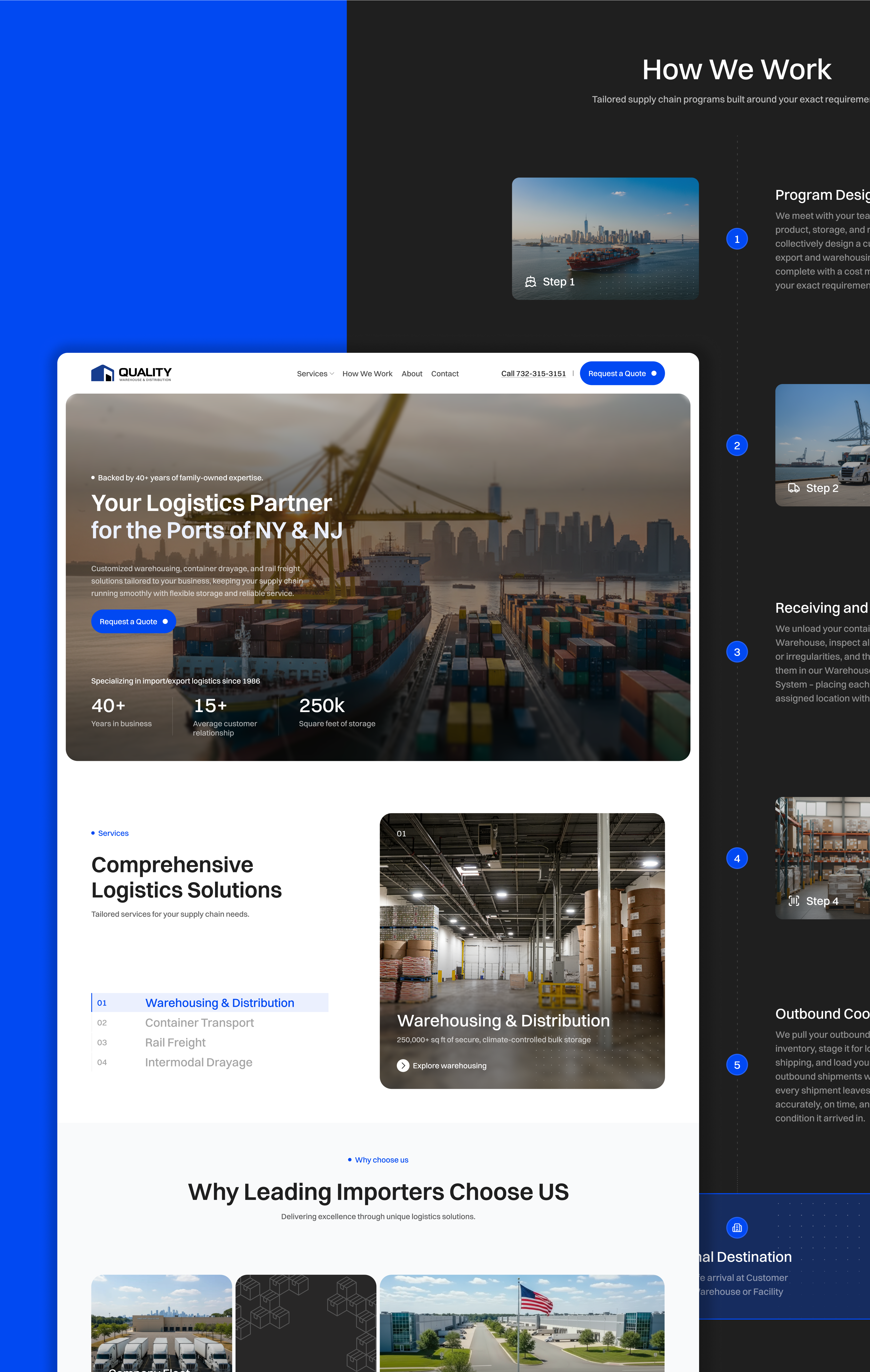 Quality Warehouse & Distribution Website Redesign 3d animation branding design figma framer graphic design logo motion graphics ui web design website