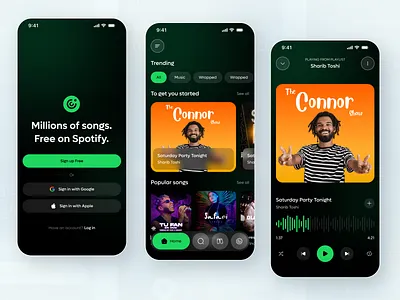 Spotify Mobile App UI Redesign app concept app design card design concept design digital design discovery entertainment app ios app media app minimal design mobile modern app music app onboarding player screen prototype sleek design spotify redesign trending music visual design