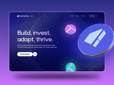 Real Estate Crypto website | UI/UX design branding concept crypto cta darkmode hero section logo purple ui uiux design ux web3 website
