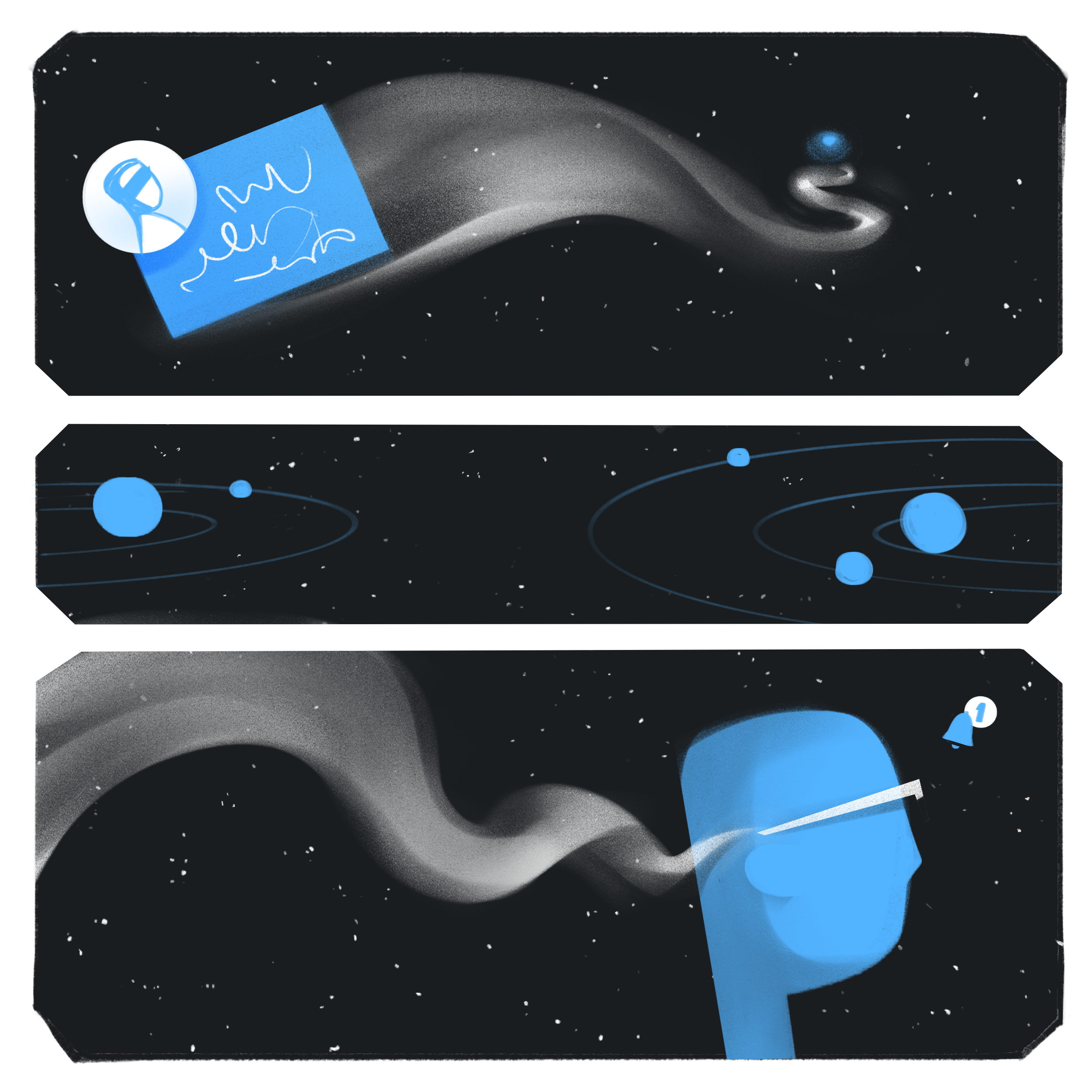 Space Illustrations #09 illustration message post procreate space