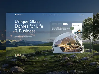 The Dome Home | Premium website design 3d branding card glass header hero section home house illustration landing page logo real estate rent title ui design uiux website